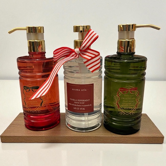 Aroma Aria Other - Aroma Aria Holiday Hand Soap Trio • 16 oz Each • Glass Bottles • Essential Oils